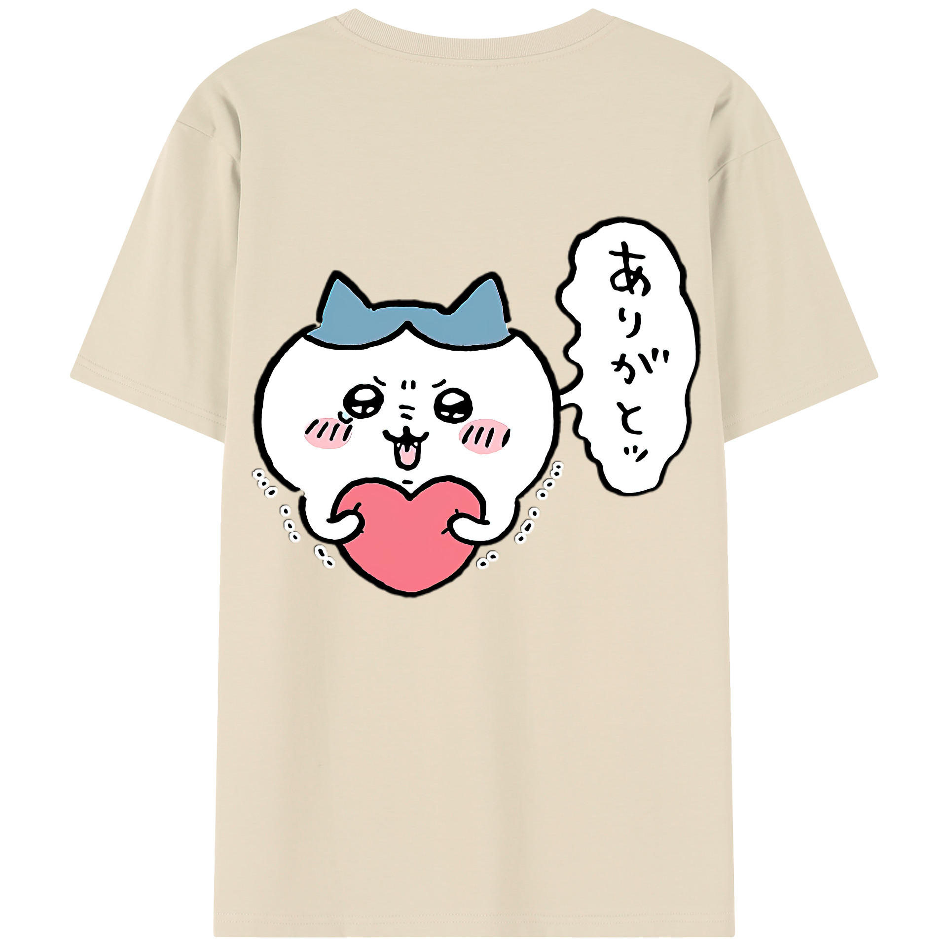 （画像用） ちいかわ ハチワレ Chii-kawa hachiware 綿100％半袖Tシャツ（背面プリント）
