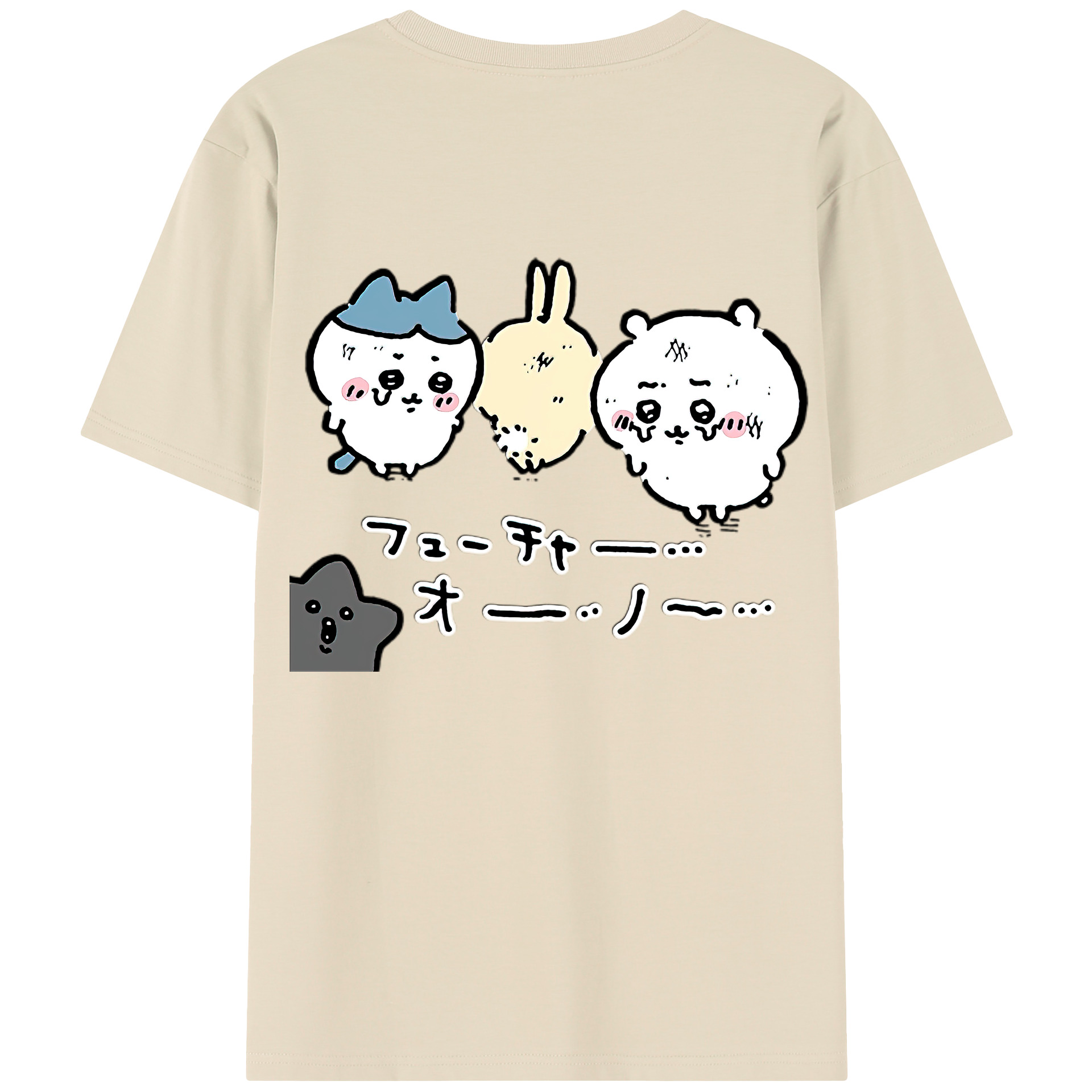 （画像用） ちいかわ ハチワレ Chii-kawa hachiware 綿100％半袖Tシャツ（背面プリント）