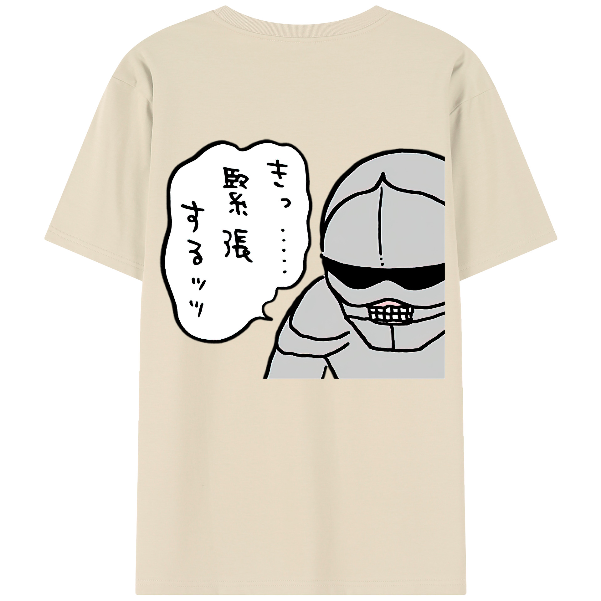 （画像用） ちいかわ 労働の鎧さん Chii-kawa Mr. Armor of Labor 綿100％半袖Tシャツ（背面プリント）