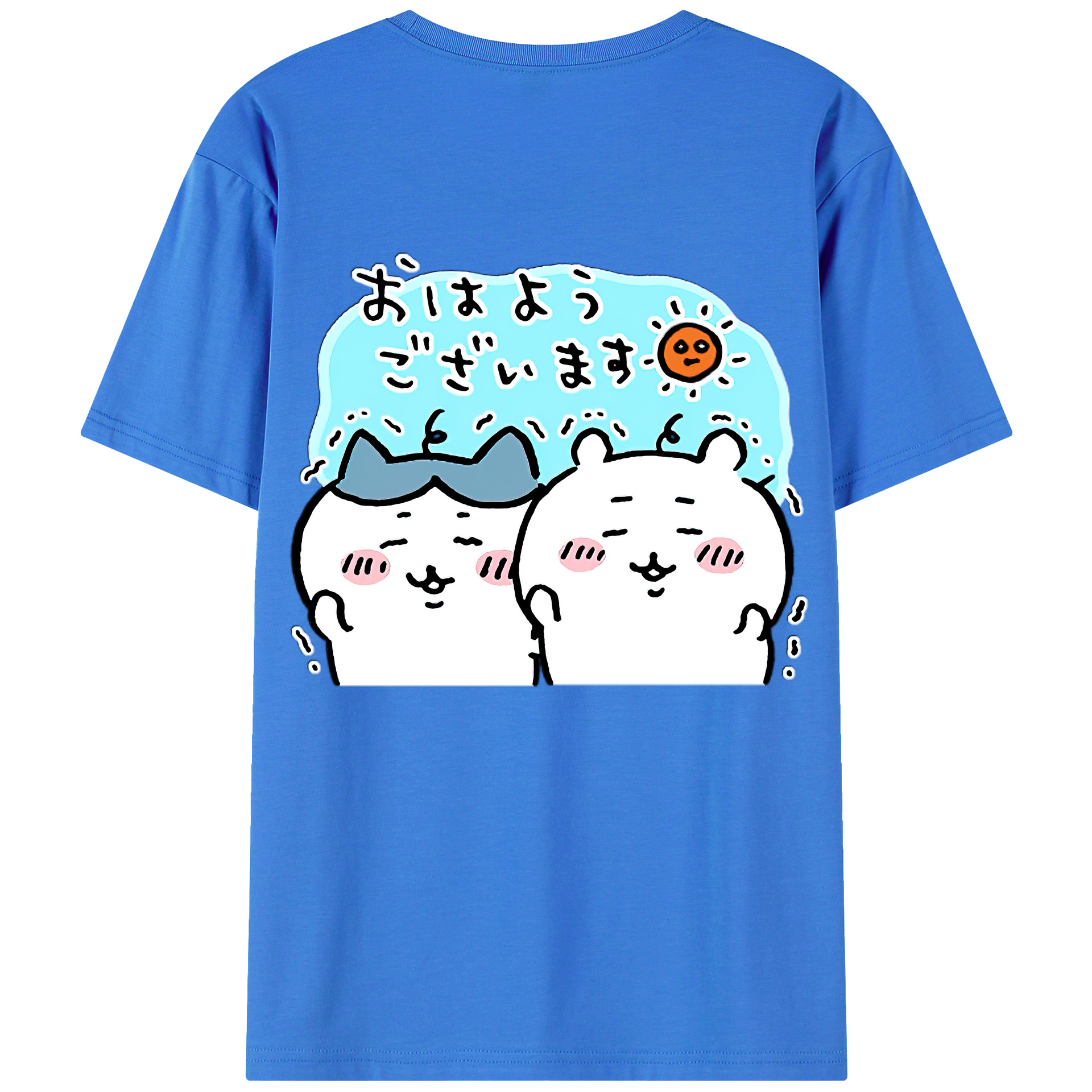 （画像用） ちいかわ ハチワレ Chii-kawa hachiware 綿100％半袖Tシャツ（背面プリント）