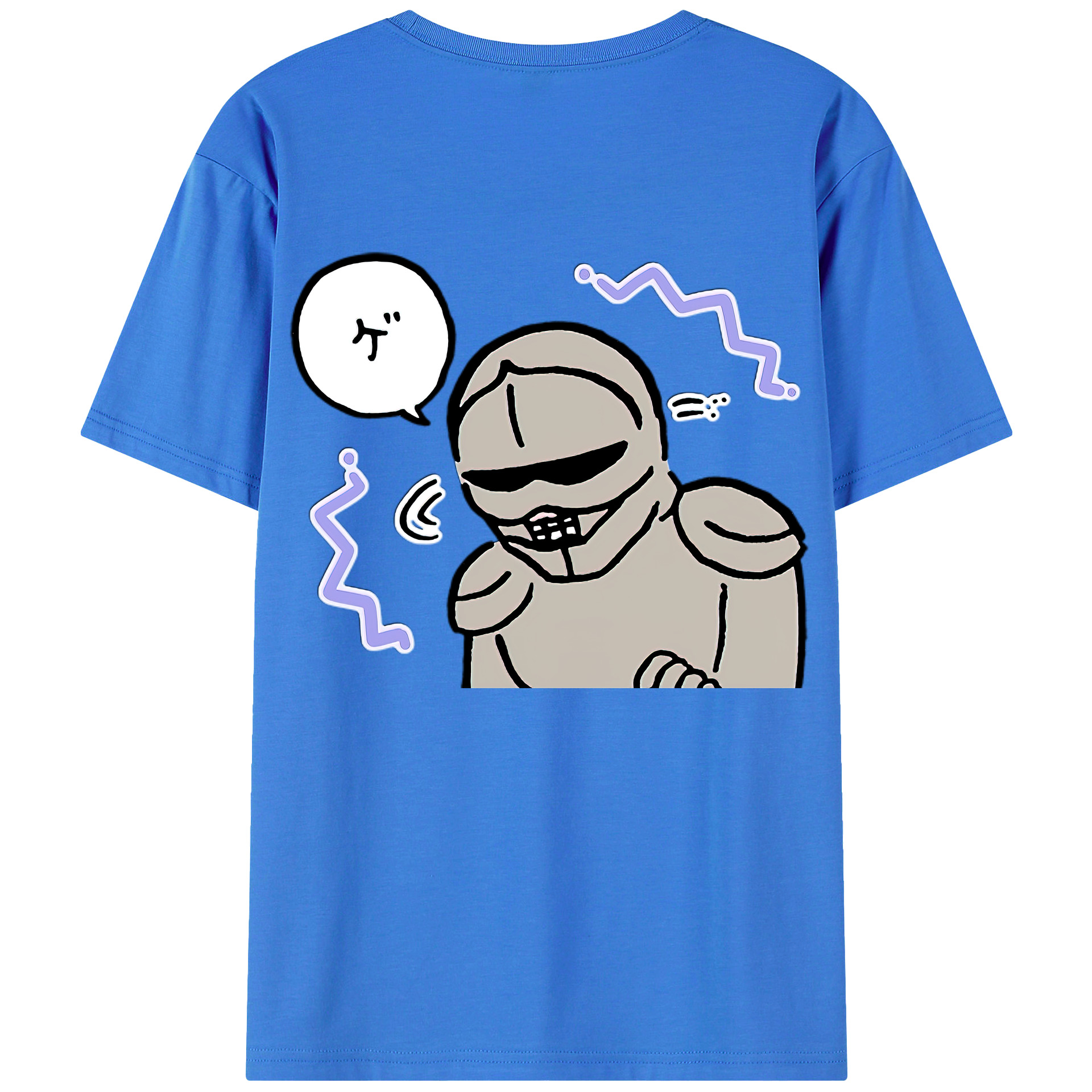 （画像用） ちいかわ 労働の鎧さん Chii-kawa Mr. Armor of Labor 綿100％半袖Tシャツ（背面プリント）