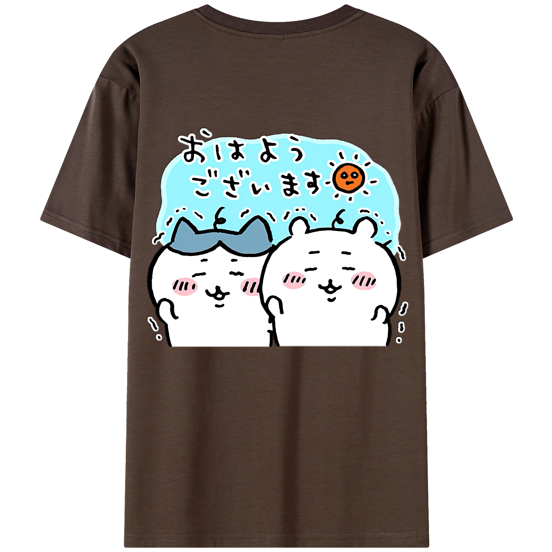 （画像用） ちいかわ ハチワレ Chii-kawa hachiware 綿100％半袖Tシャツ（背面プリント）