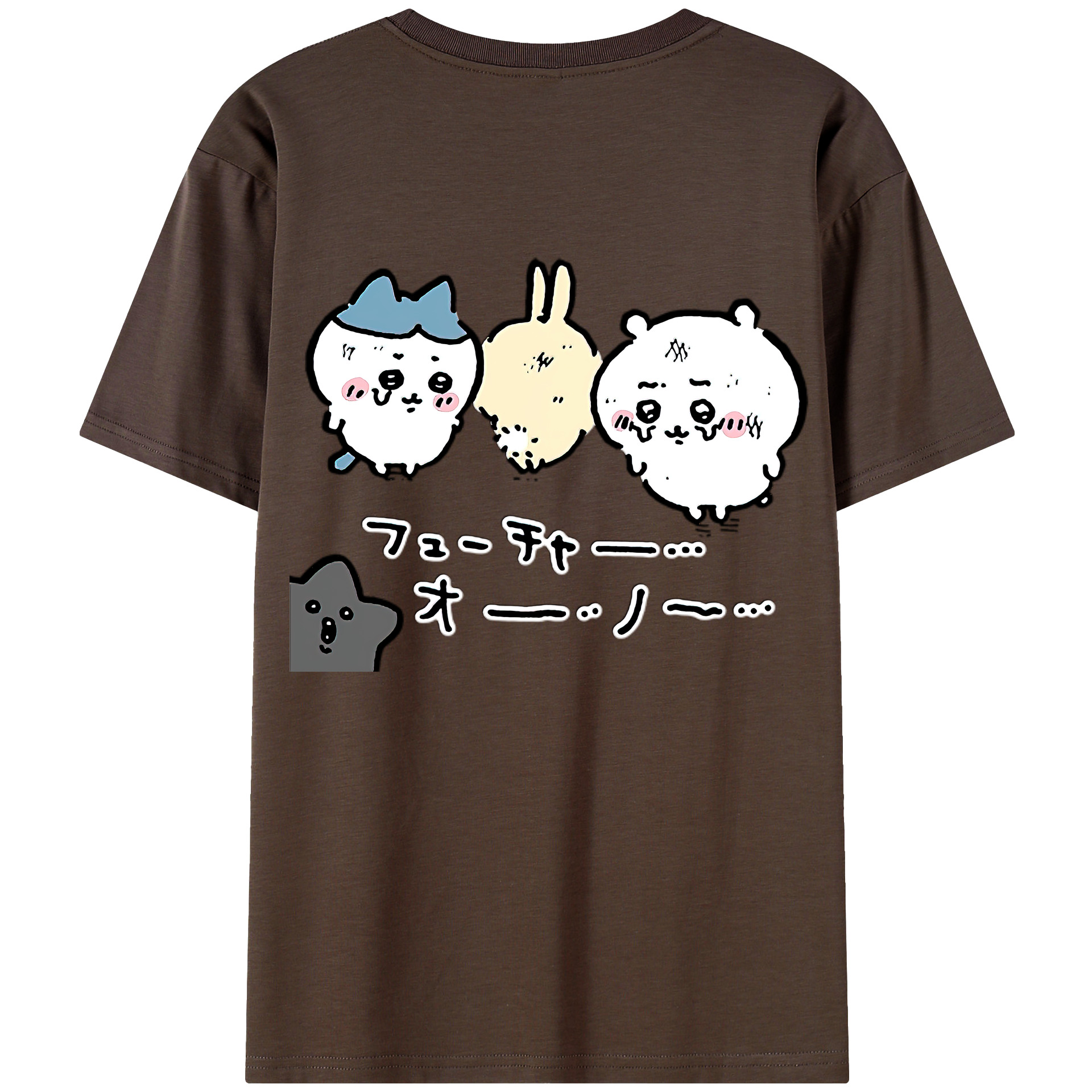 （画像用） ちいかわ ハチワレ Chii-kawa hachiware 綿100％半袖Tシャツ（背面プリント）