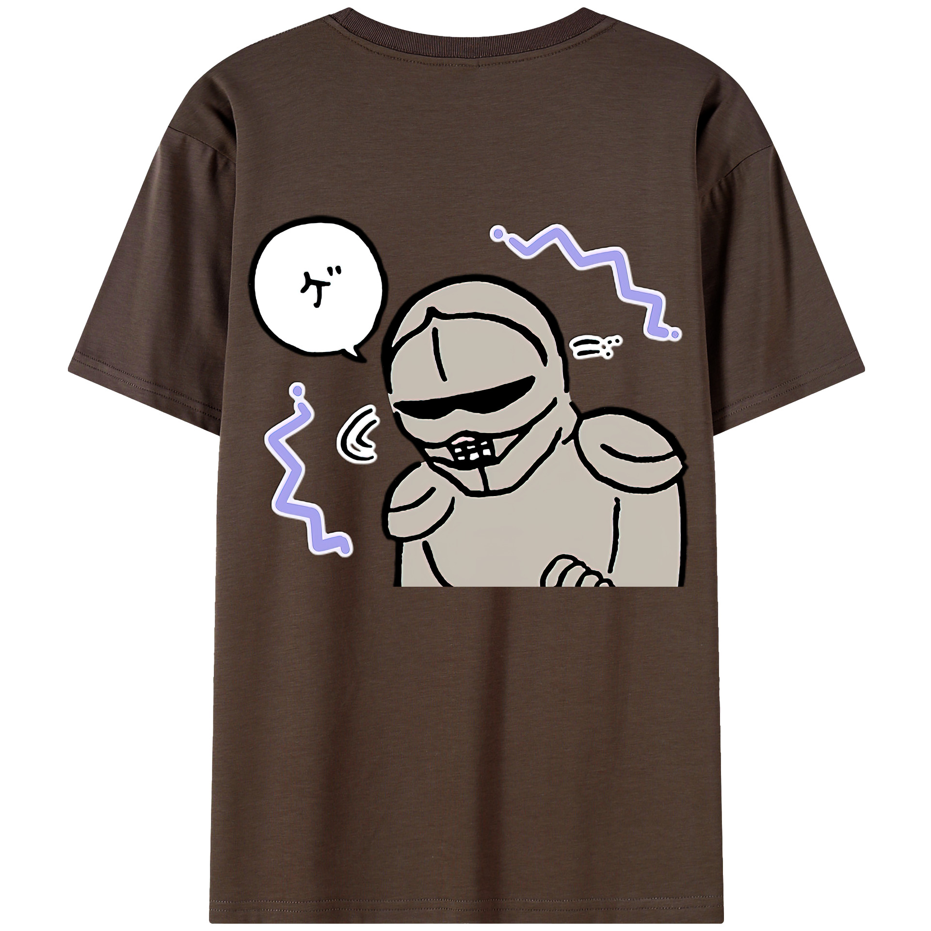 （画像用） ちいかわ 労働の鎧さん Chii-kawa Mr. Armor of Labor 綿100％半袖Tシャツ（背面プリント）