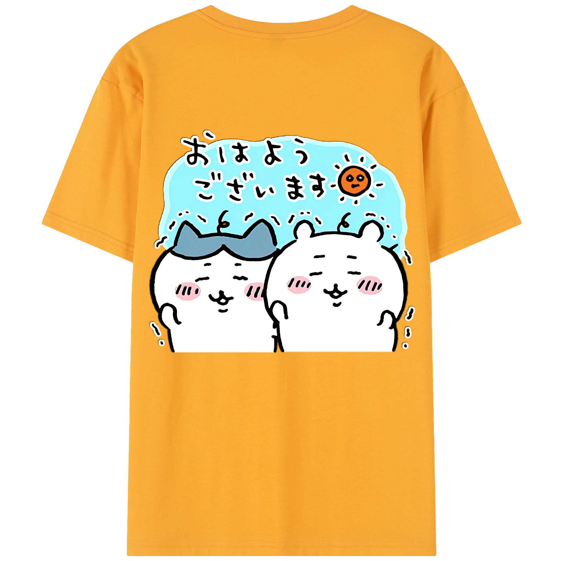 （画像用） ちいかわ ハチワレ Chii-kawa hachiware 綿100％半袖Tシャツ（背面プリント）