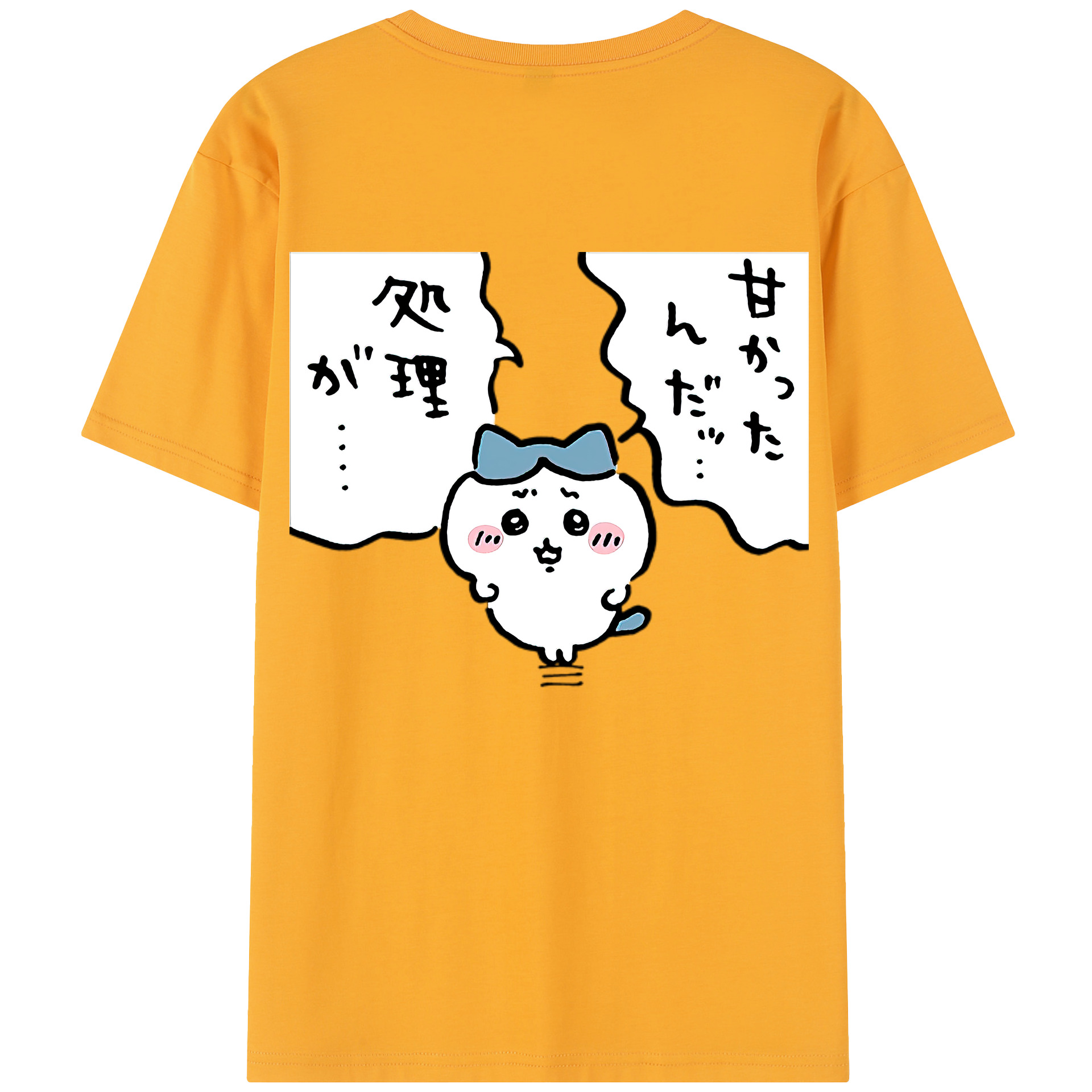 （画像用） ちいかわ ハチワレ Chii-kawa hachiware 綿100％半袖Tシャツ（背面プリント）