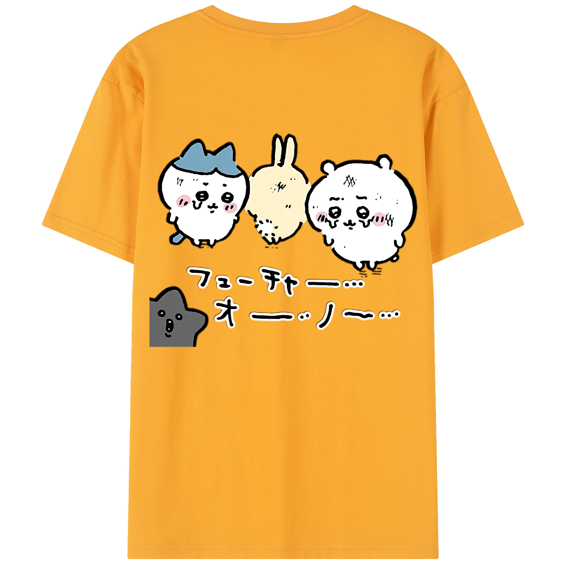 （画像用） ちいかわ ハチワレ Chii-kawa hachiware 綿100％半袖Tシャツ（背面プリント）