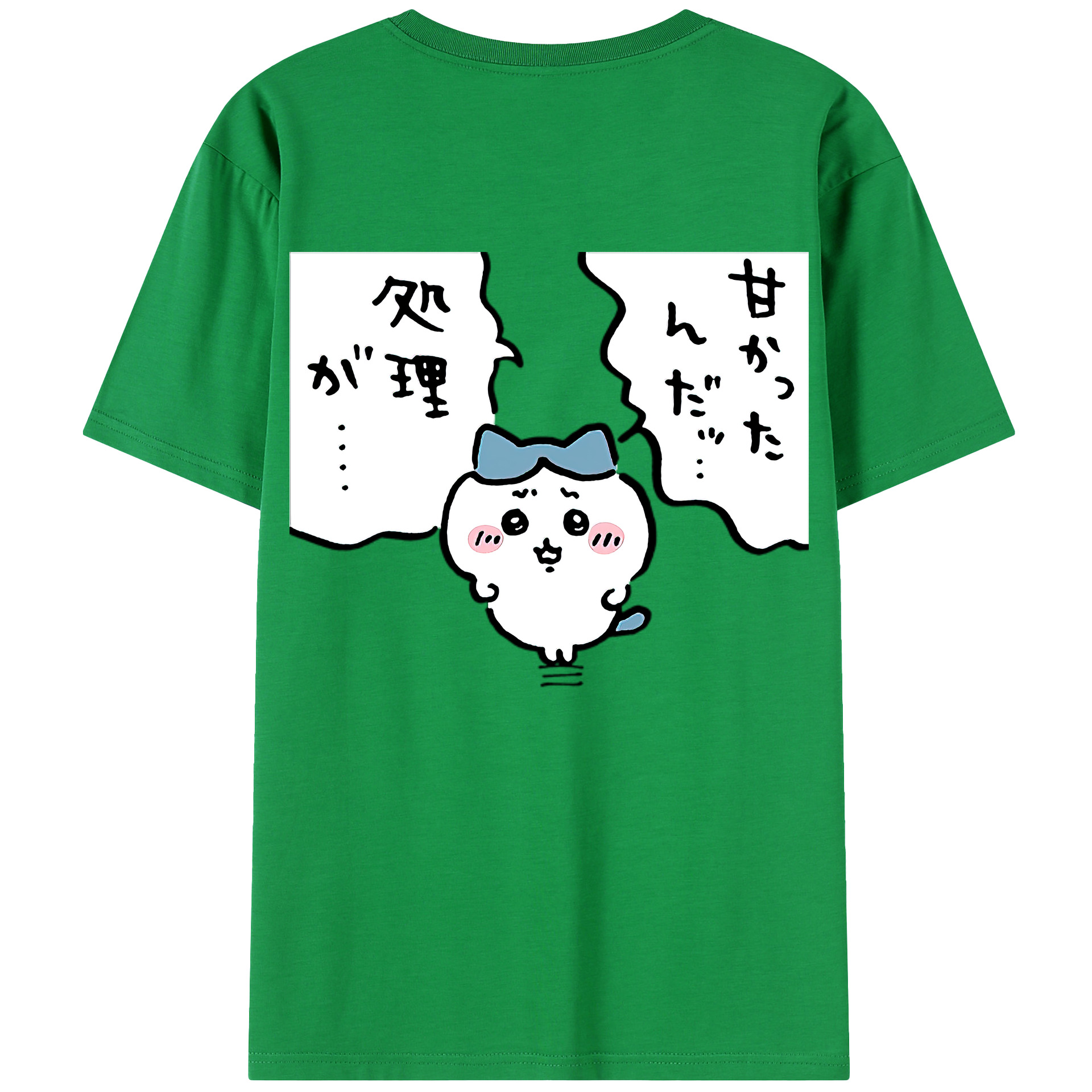 （画像用） ちいかわ ハチワレ Chii-kawa hachiware 綿100％半袖Tシャツ（背面プリント）