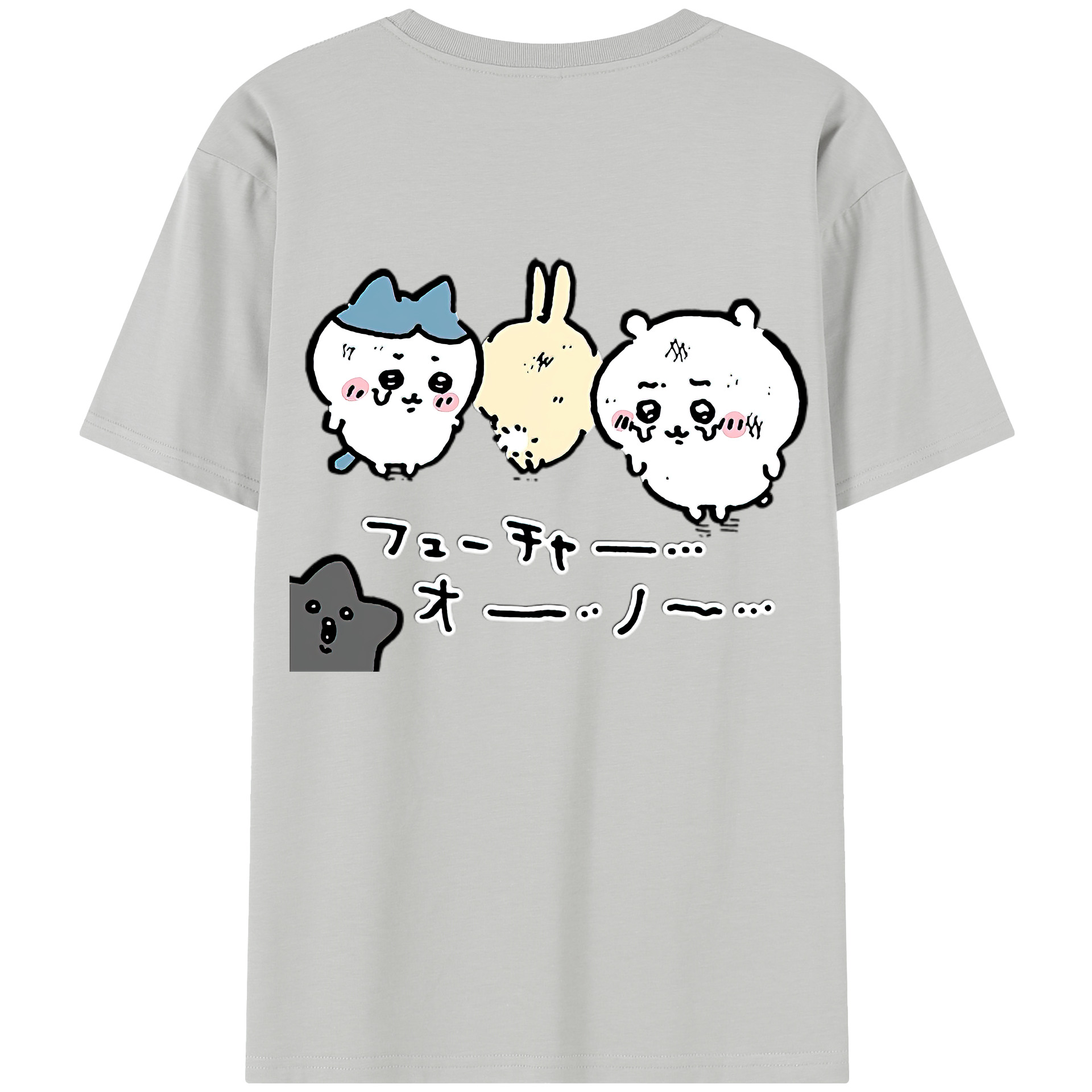 （画像用） ちいかわ ハチワレ Chii-kawa hachiware 綿100％半袖Tシャツ（背面プリント）