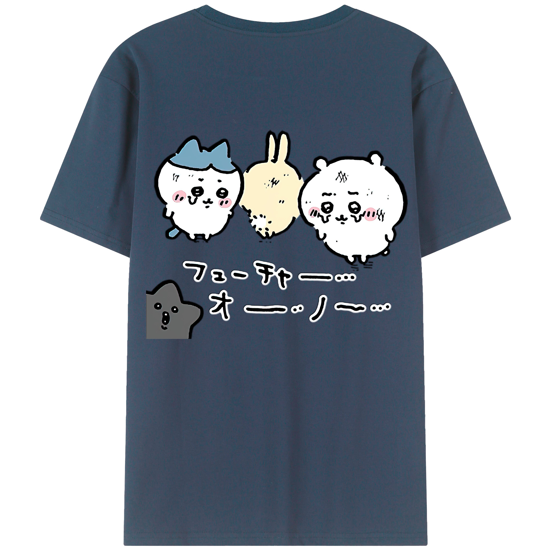 （画像用） ちいかわ ハチワレ Chii-kawa hachiware 綿100％半袖Tシャツ（背面プリント）
