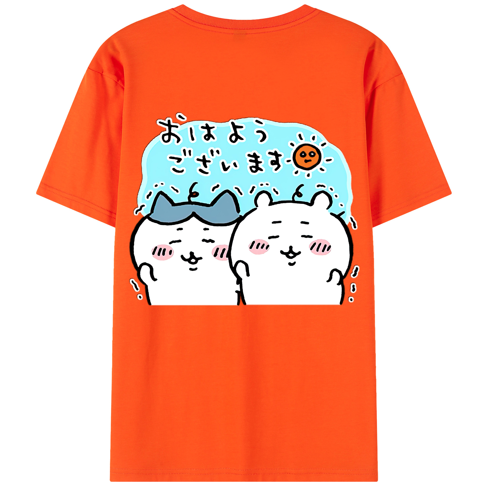 （画像用） ちいかわ ハチワレ Chii-kawa hachiware 綿100％半袖Tシャツ（背面プリント）