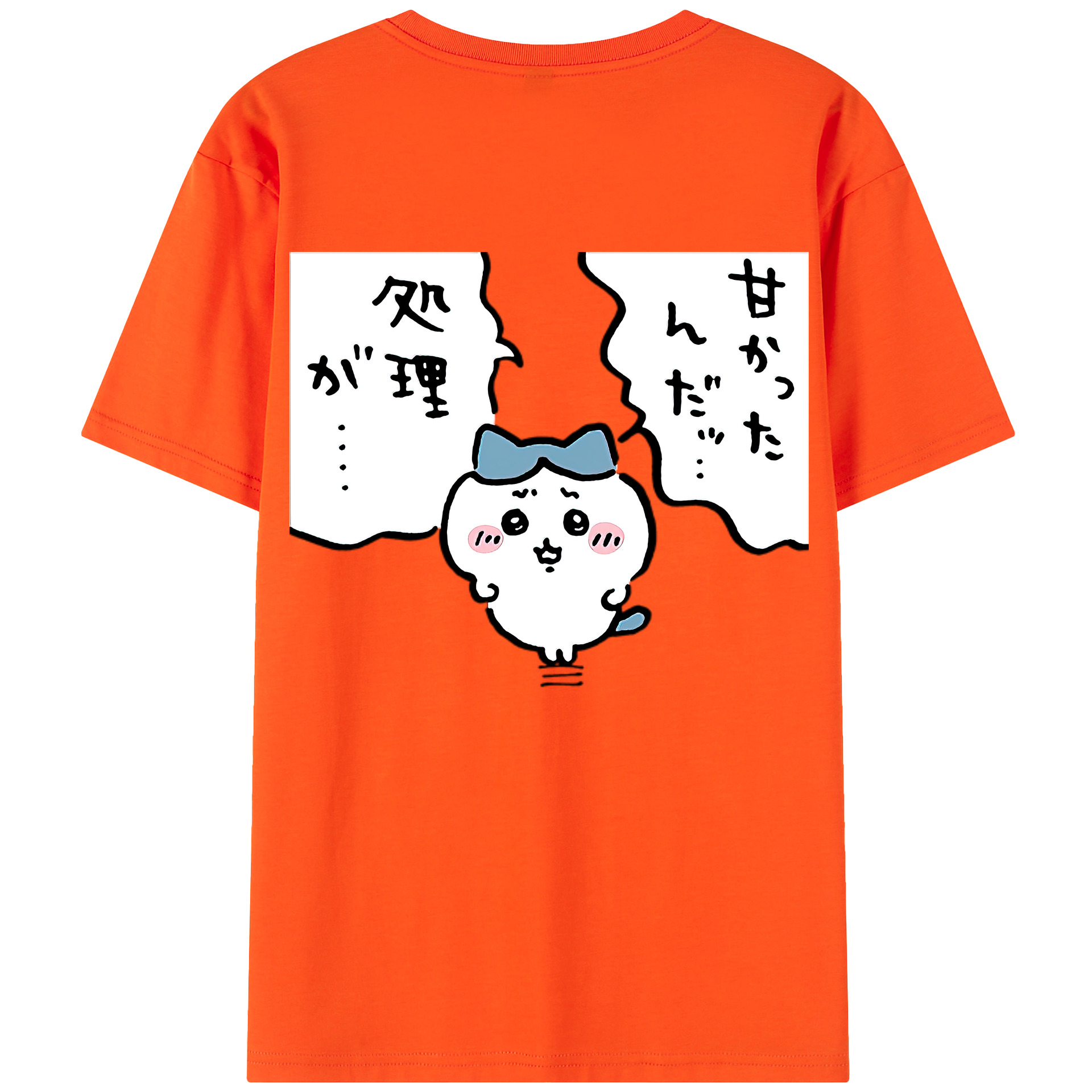 （画像用） ちいかわ ハチワレ Chii-kawa hachiware 綿100％半袖Tシャツ（背面プリント）