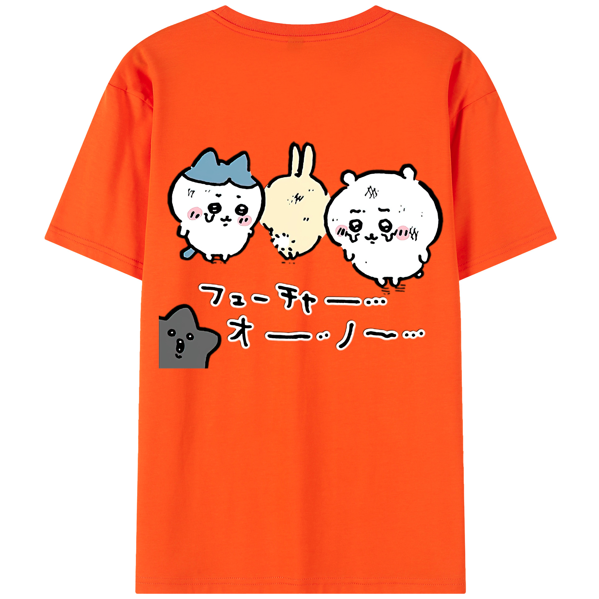（画像用） ちいかわ ハチワレ Chii-kawa hachiware 綿100％半袖Tシャツ（背面プリント）