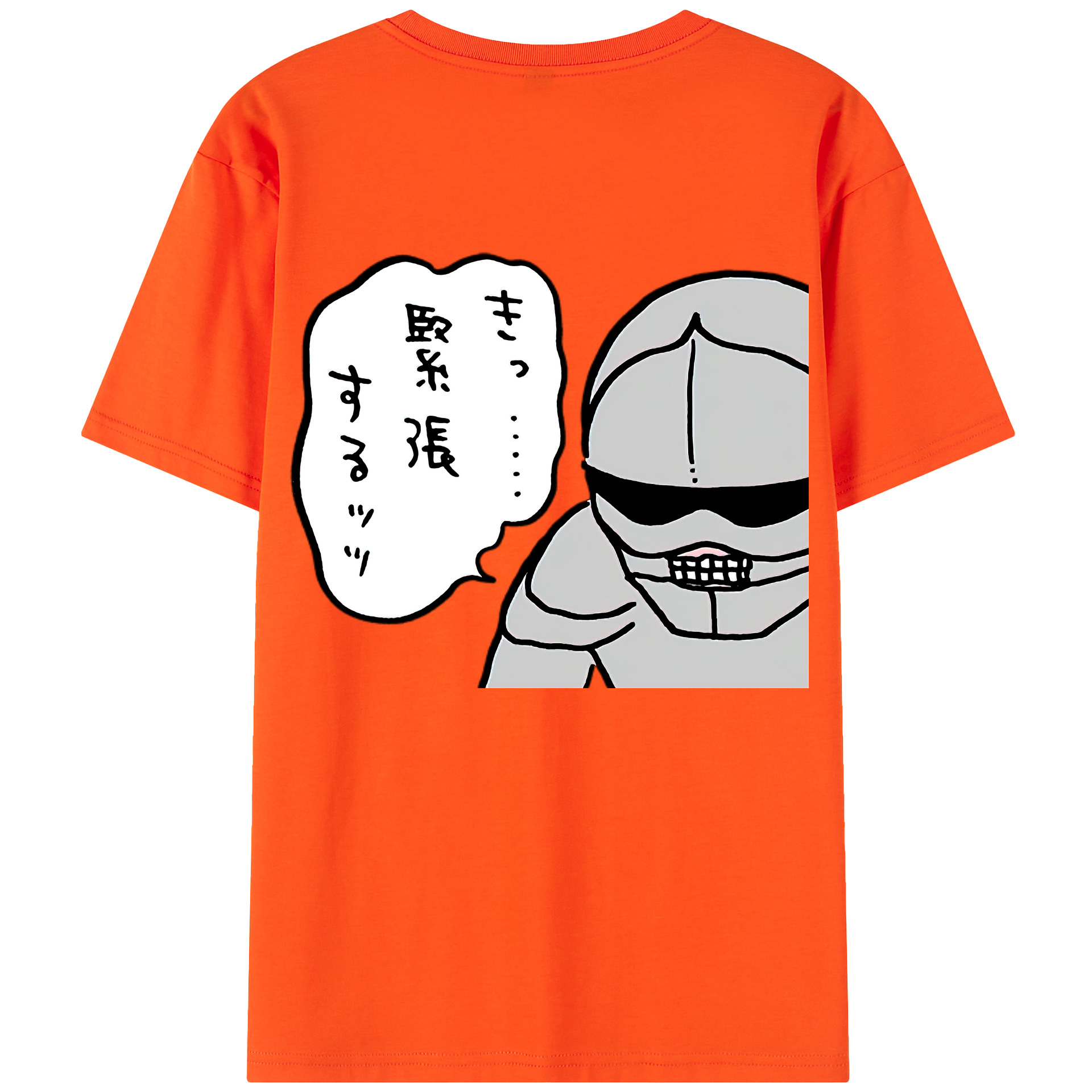 （画像用） ちいかわ 労働の鎧さん Chii-kawa Mr. Armor of Labor 綿100％半袖Tシャツ（背面プリント）