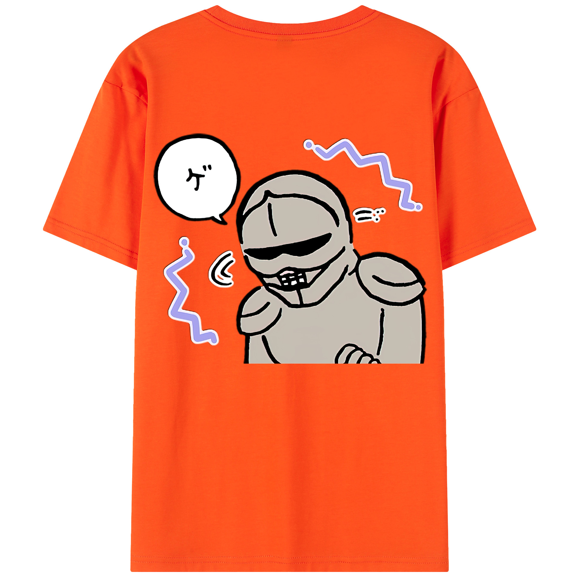 （画像用） ちいかわ 労働の鎧さん Chii-kawa Mr. Armor of Labor 綿100％半袖Tシャツ（背面プリント）