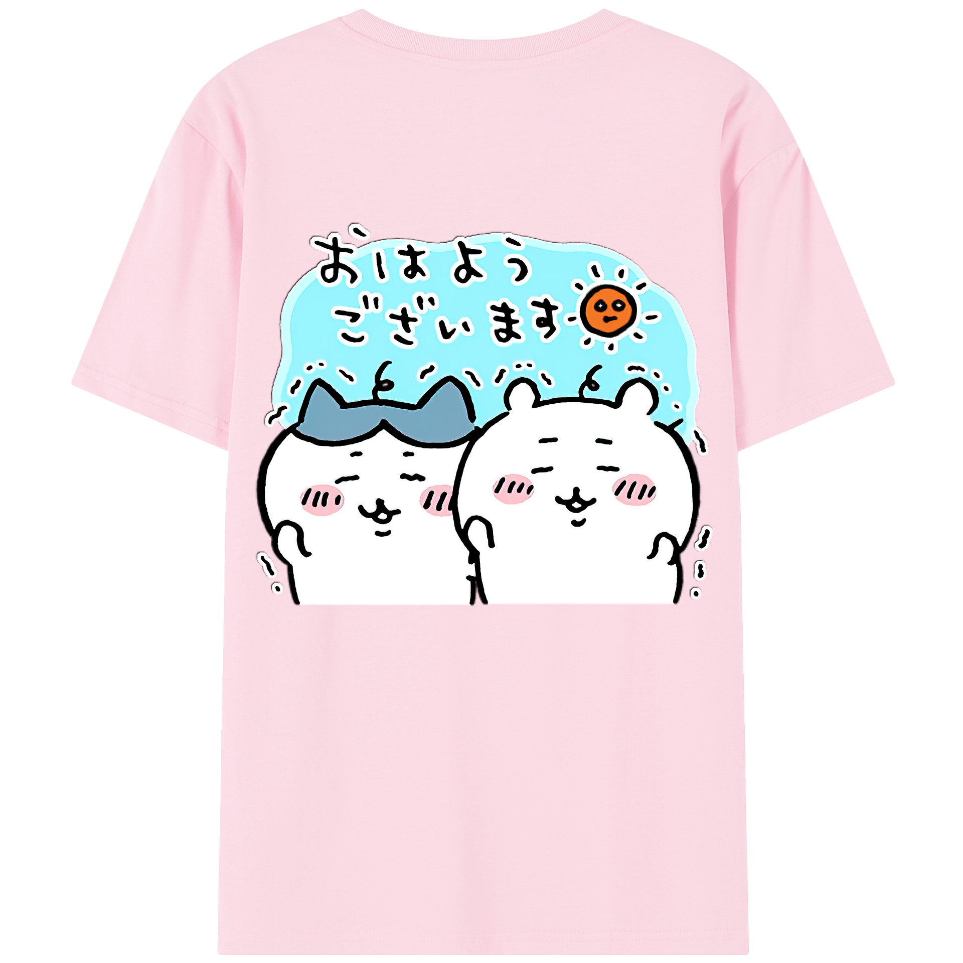 （画像用） ちいかわ ハチワレ Chii-kawa hachiware 綿100％半袖Tシャツ（背面プリント）
