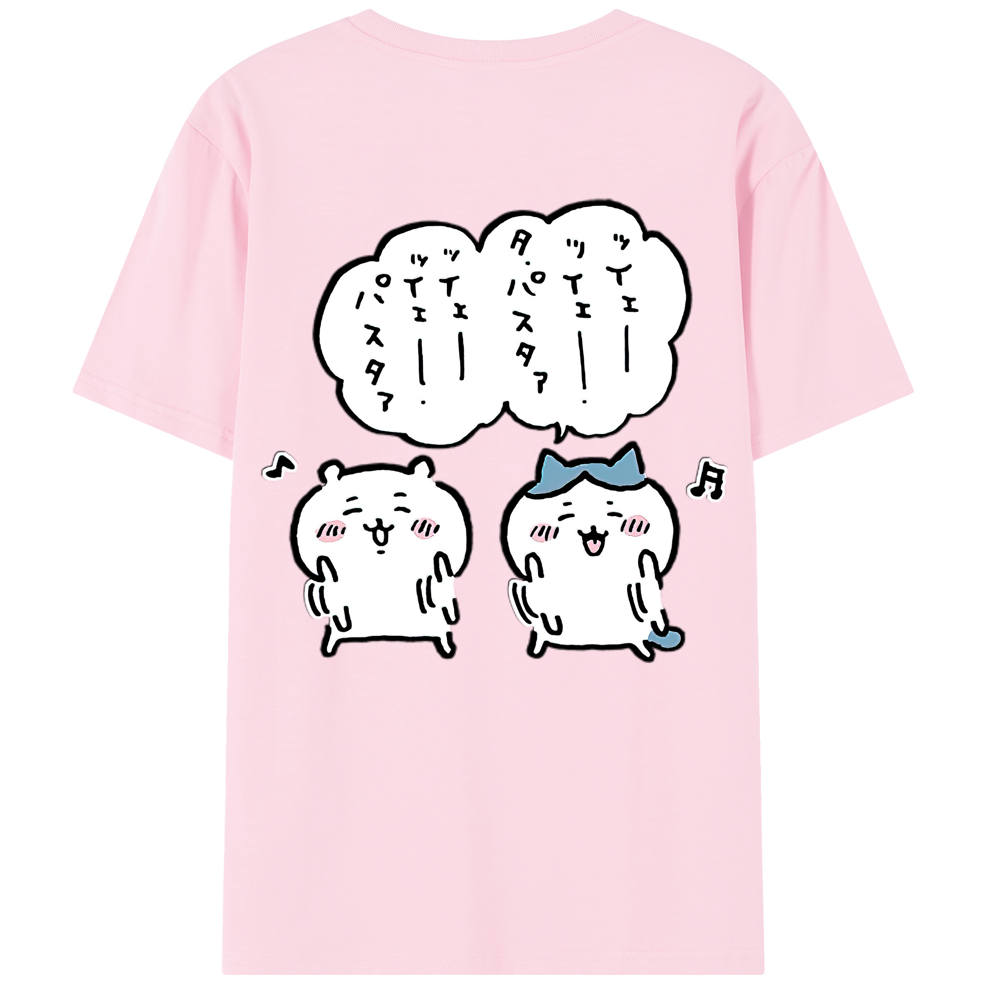 （画像用） ちいかわ ハチワレ Chii-kawa hachiware 綿100％半袖Tシャツ（背面プリント）