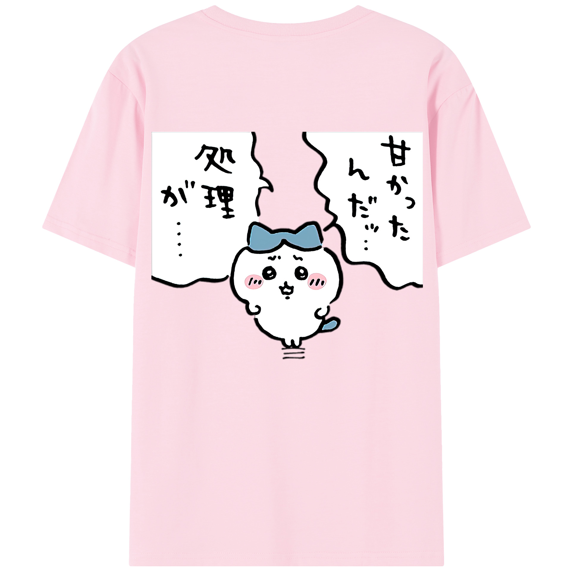 （画像用） ちいかわ ハチワレ Chii-kawa hachiware 綿100％半袖Tシャツ（背面プリント）