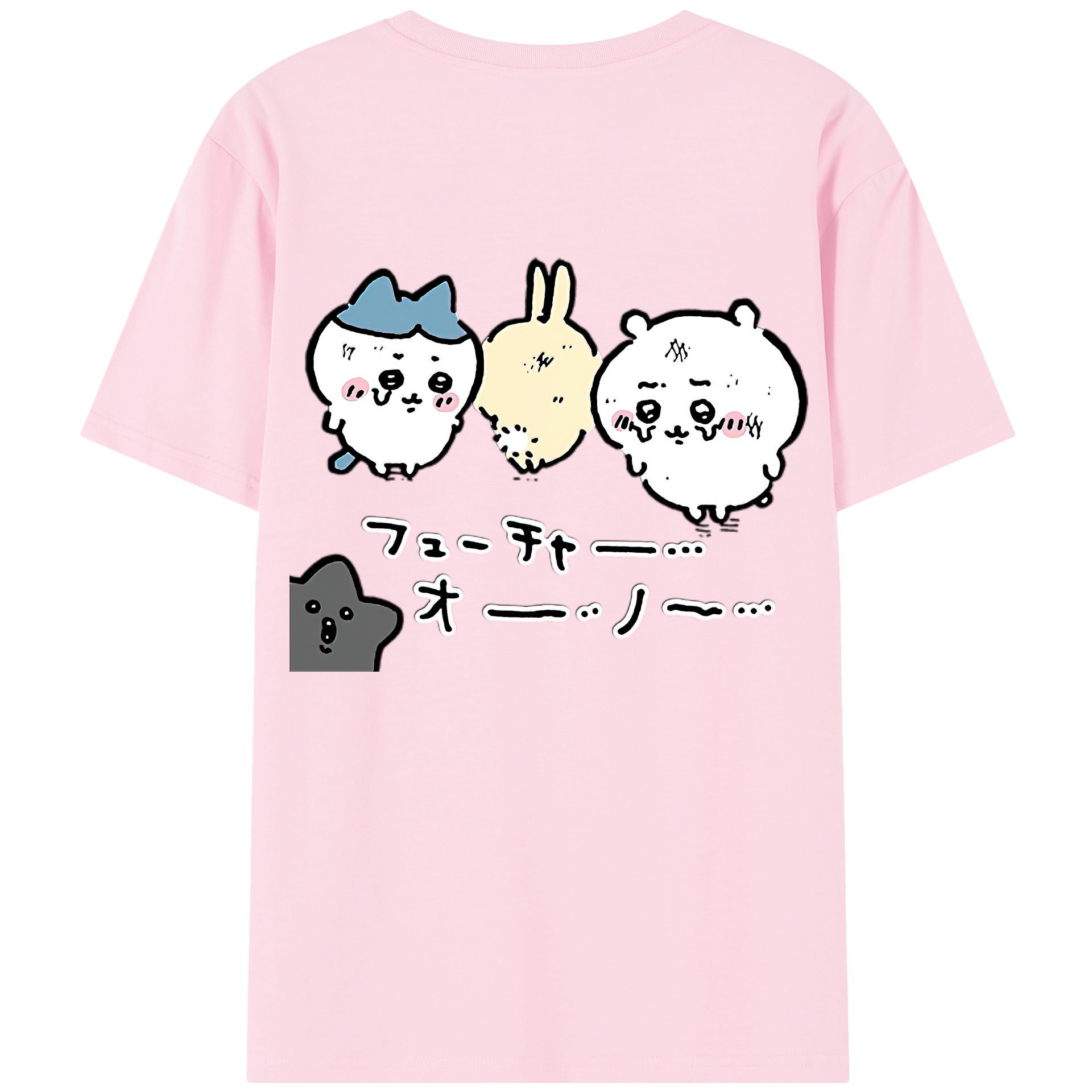 （画像用） ちいかわ ハチワレ Chii-kawa hachiware 綿100％半袖Tシャツ（背面プリント）