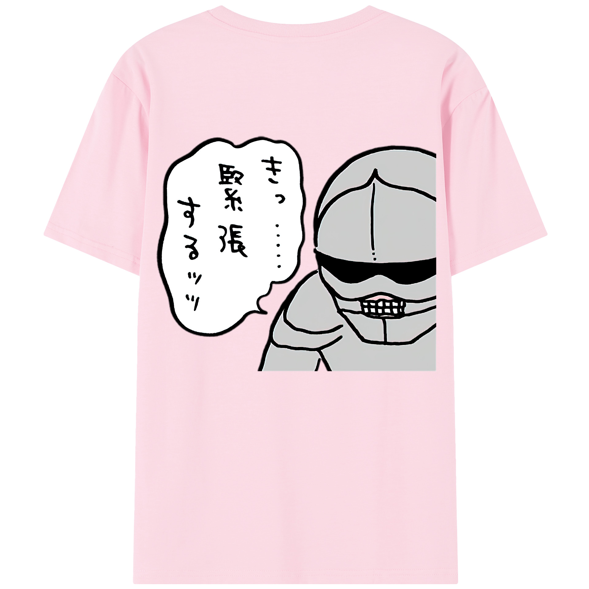 （画像用） ちいかわ 労働の鎧さん Chii-kawa Mr. Armor of Labor 綿100％半袖Tシャツ（背面プリント）