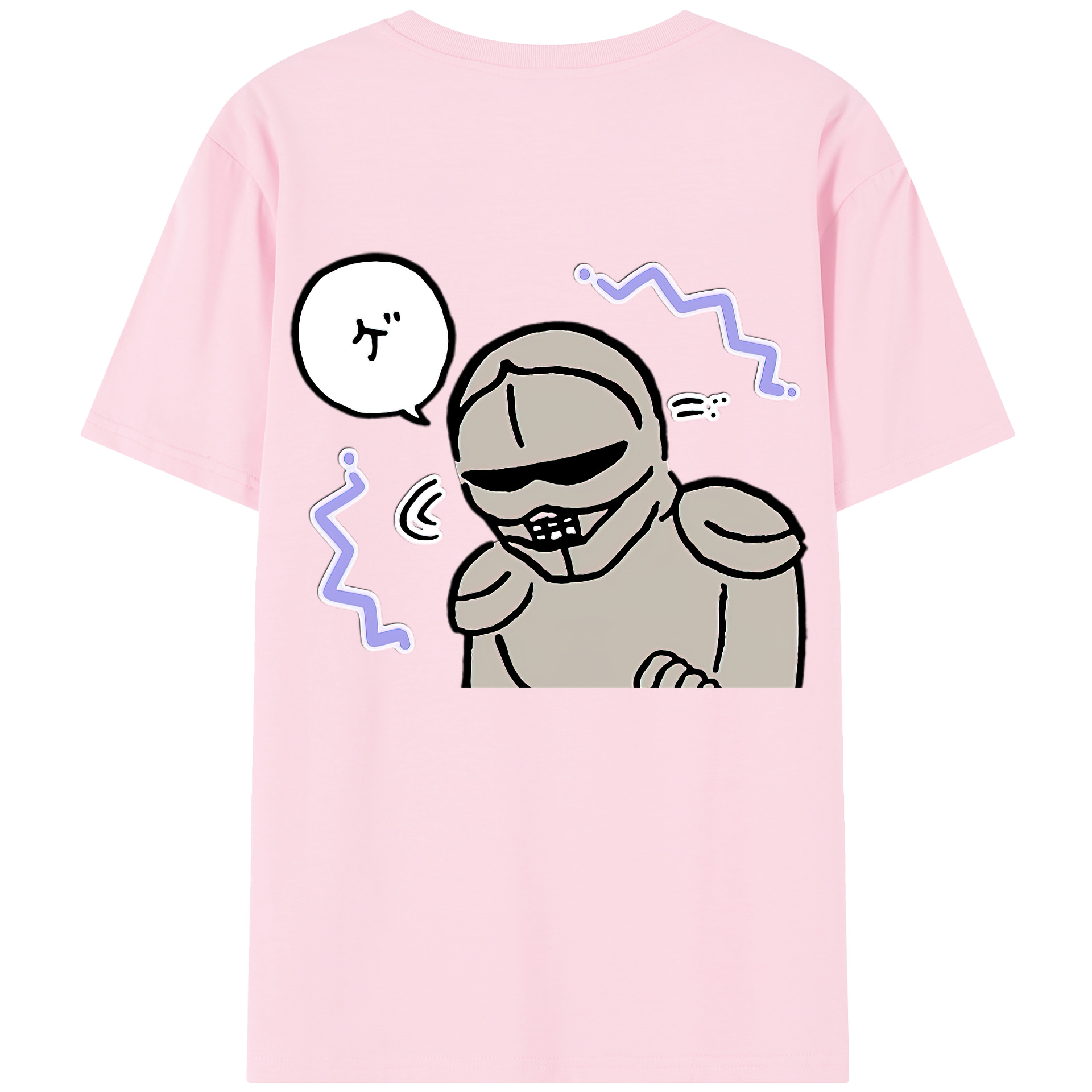 （画像用） ちいかわ 労働の鎧さん Chii-kawa Mr. Armor of Labor 綿100％半袖Tシャツ（背面プリント）
