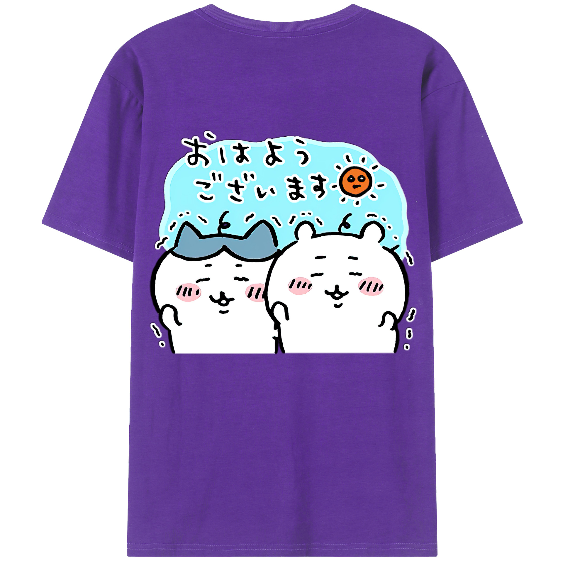 （画像用） ちいかわ ハチワレ Chii-kawa hachiware 綿100％半袖Tシャツ（背面プリント）