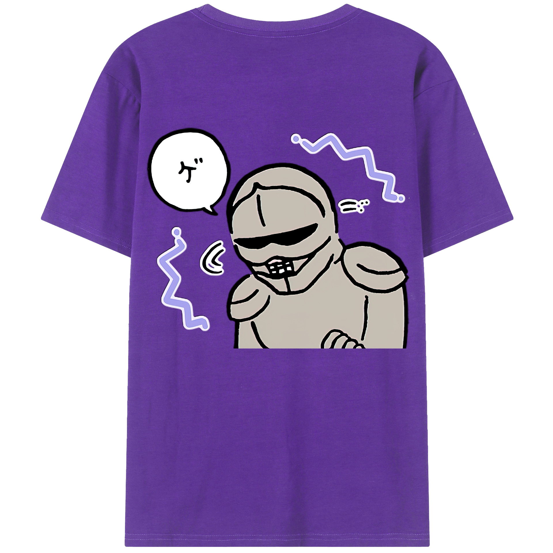 （画像用） ちいかわ 労働の鎧さん Chii-kawa Mr. Armor of Labor 綿100％半袖Tシャツ（背面プリント）