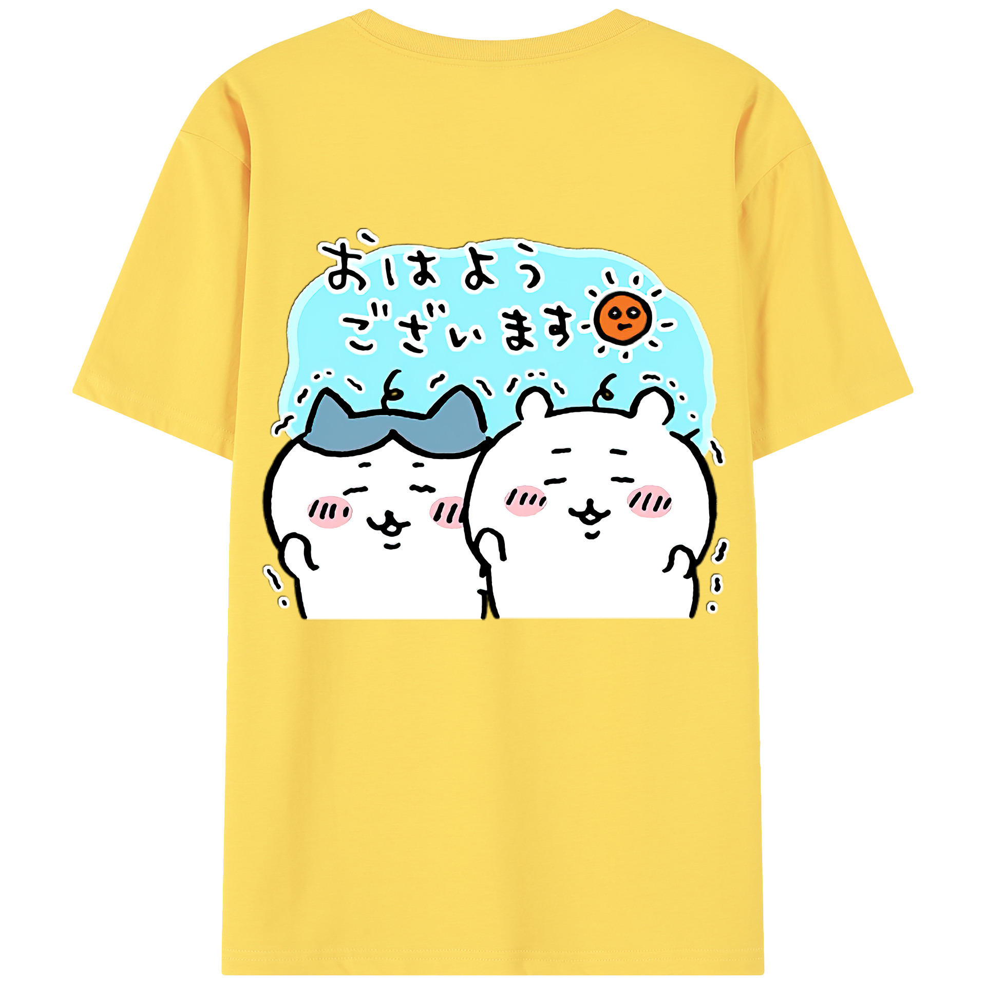 （画像用） ちいかわ ハチワレ Chii-kawa hachiware 綿100％半袖Tシャツ（背面プリント）