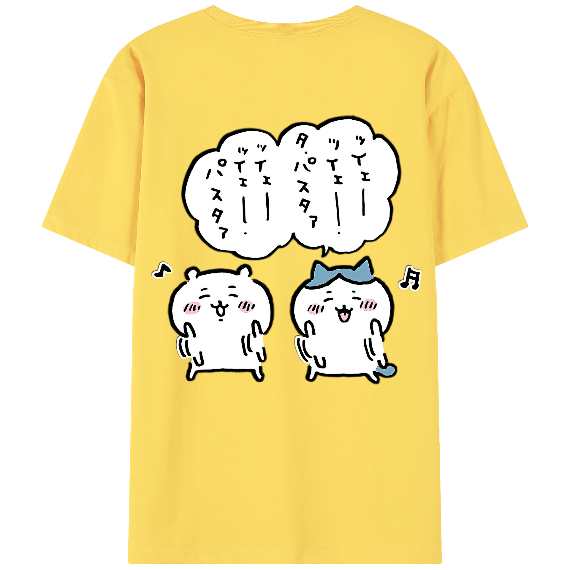 （画像用） ちいかわ ハチワレ Chii-kawa hachiware 綿100％半袖Tシャツ（背面プリント）