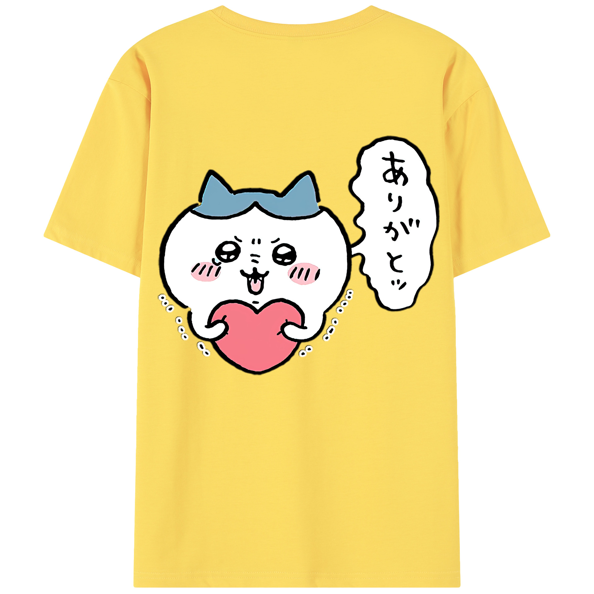 （画像用） ちいかわ ハチワレ Chii-kawa hachiware 綿100％半袖Tシャツ（背面プリント）