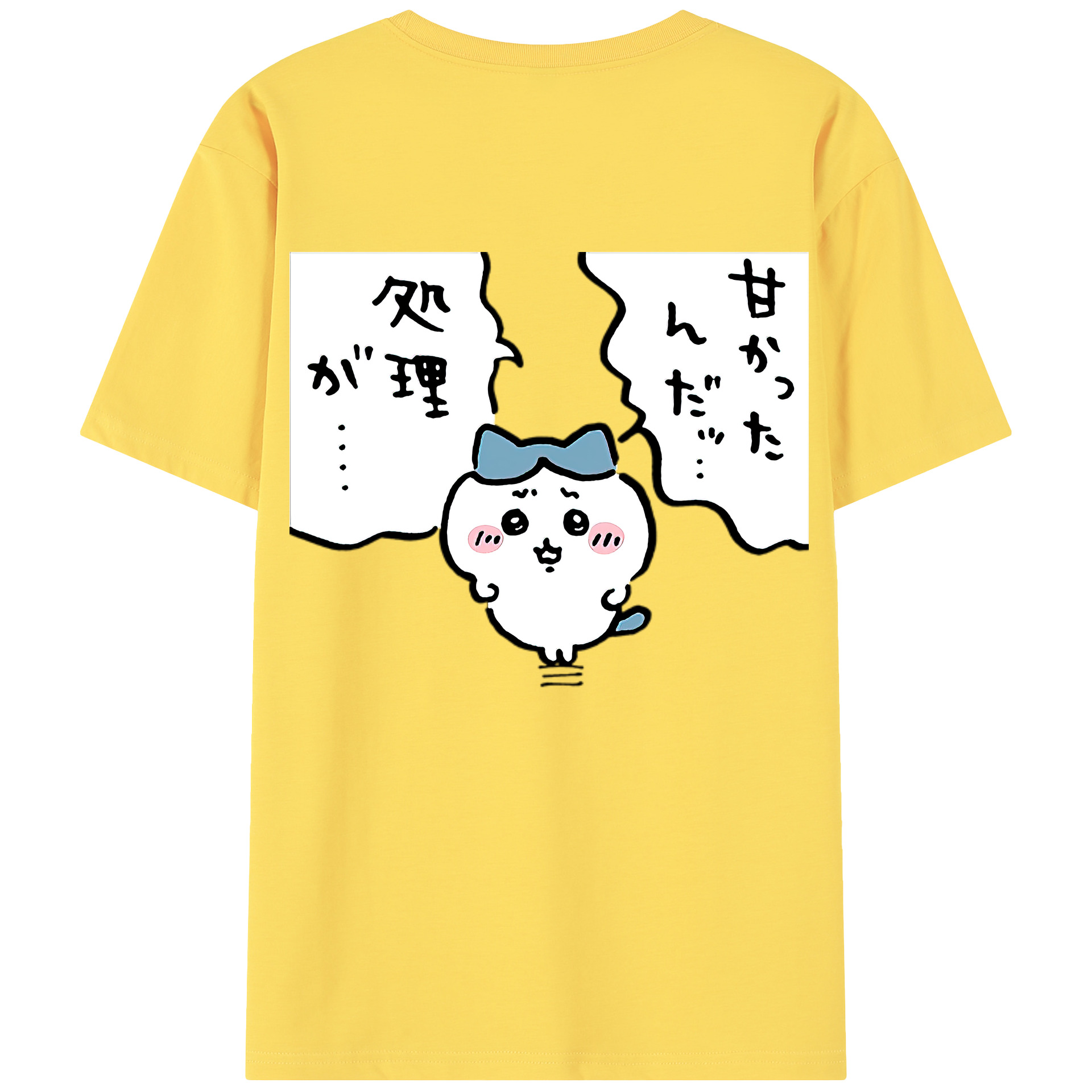 （画像用） ちいかわ ハチワレ Chii-kawa hachiware 綿100％半袖Tシャツ（背面プリント）