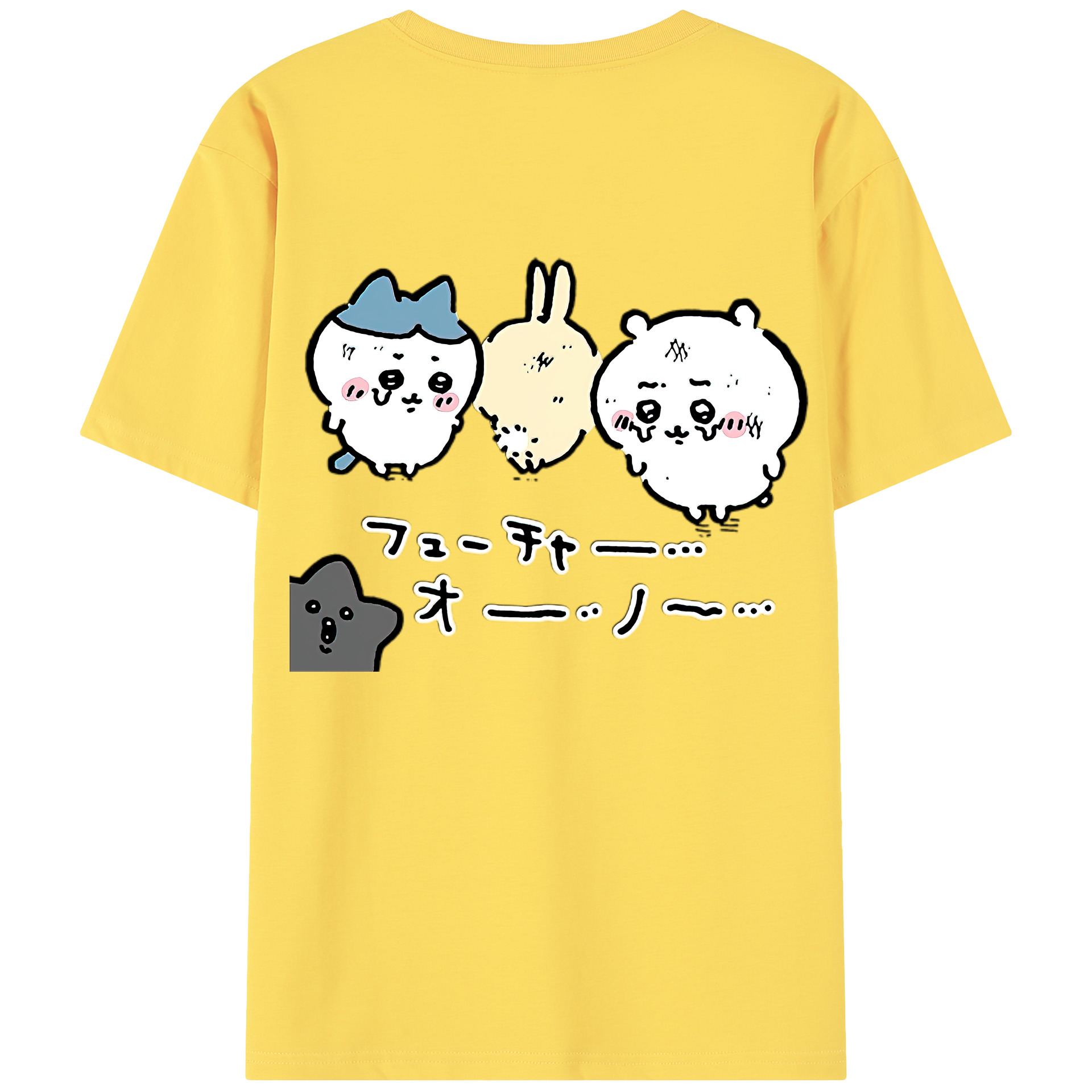 （画像用） ちいかわ ハチワレ Chii-kawa hachiware 綿100％半袖Tシャツ（背面プリント）