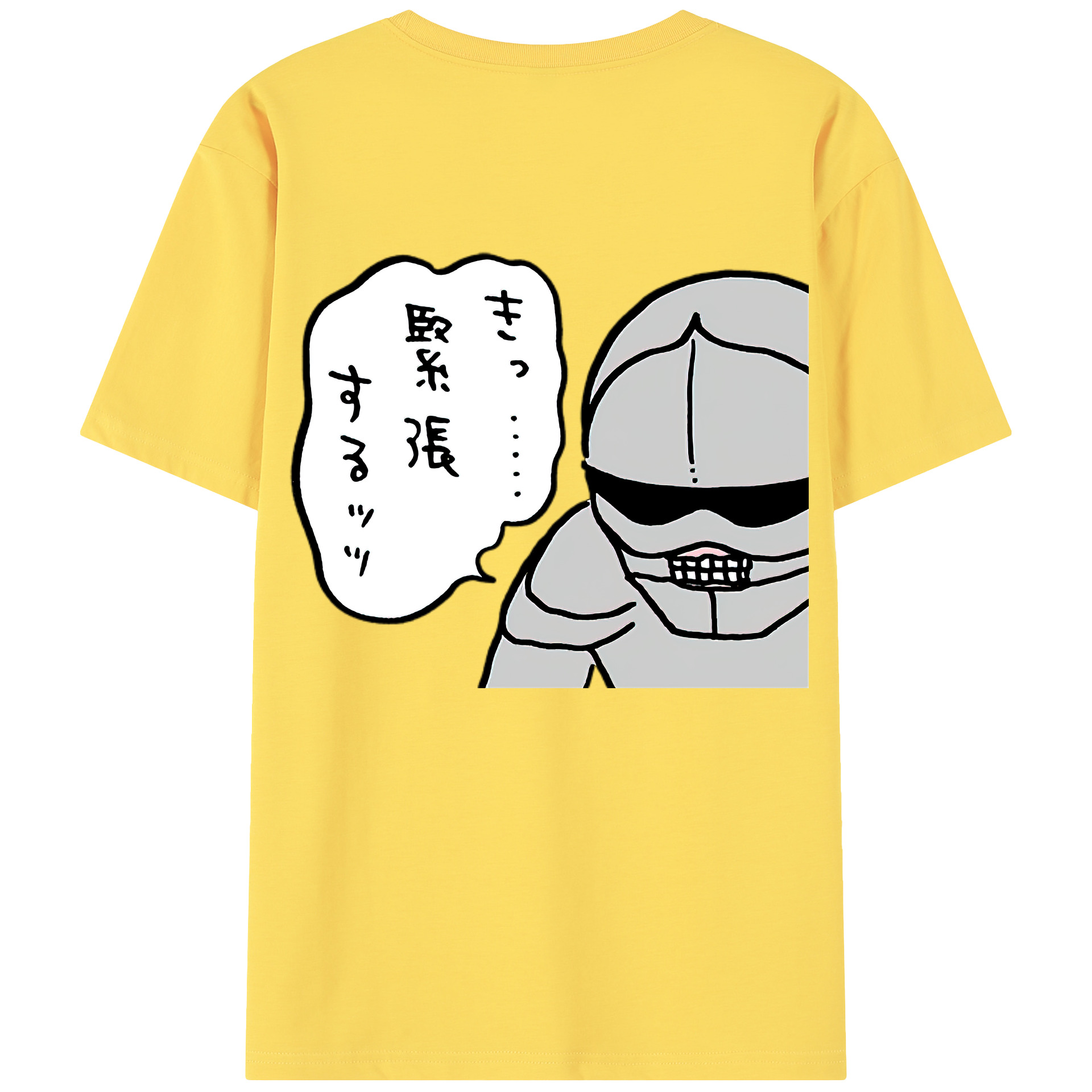 （画像用） ちいかわ 労働の鎧さん Chii-kawa Mr. Armor of Labor 綿100％半袖Tシャツ（背面プリント）
