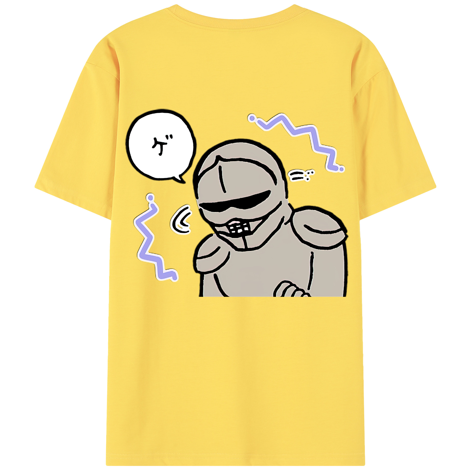 （画像用） ちいかわ 労働の鎧さん Chii-kawa Mr. Armor of Labor 綿100％半袖Tシャツ（背面プリント）
